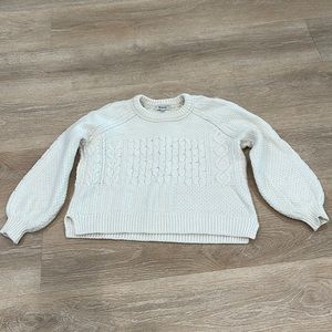 Madewell Cream Balloon Sleeve Multi Knit Crop Sweater